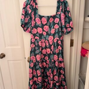 Jade Floral Midi Dress - Pink and Green